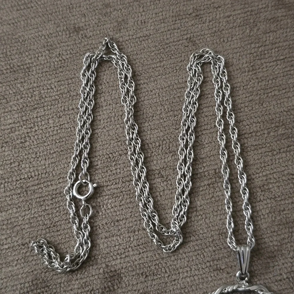 Vintage Cancer Zodiac Pendant Necklace Anson Pewter Silver Tone 24
